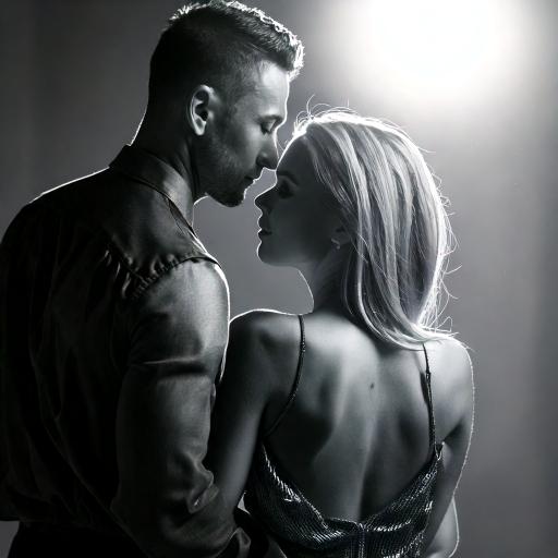 image généré par IA d'un couple photographieé en noir et blanc